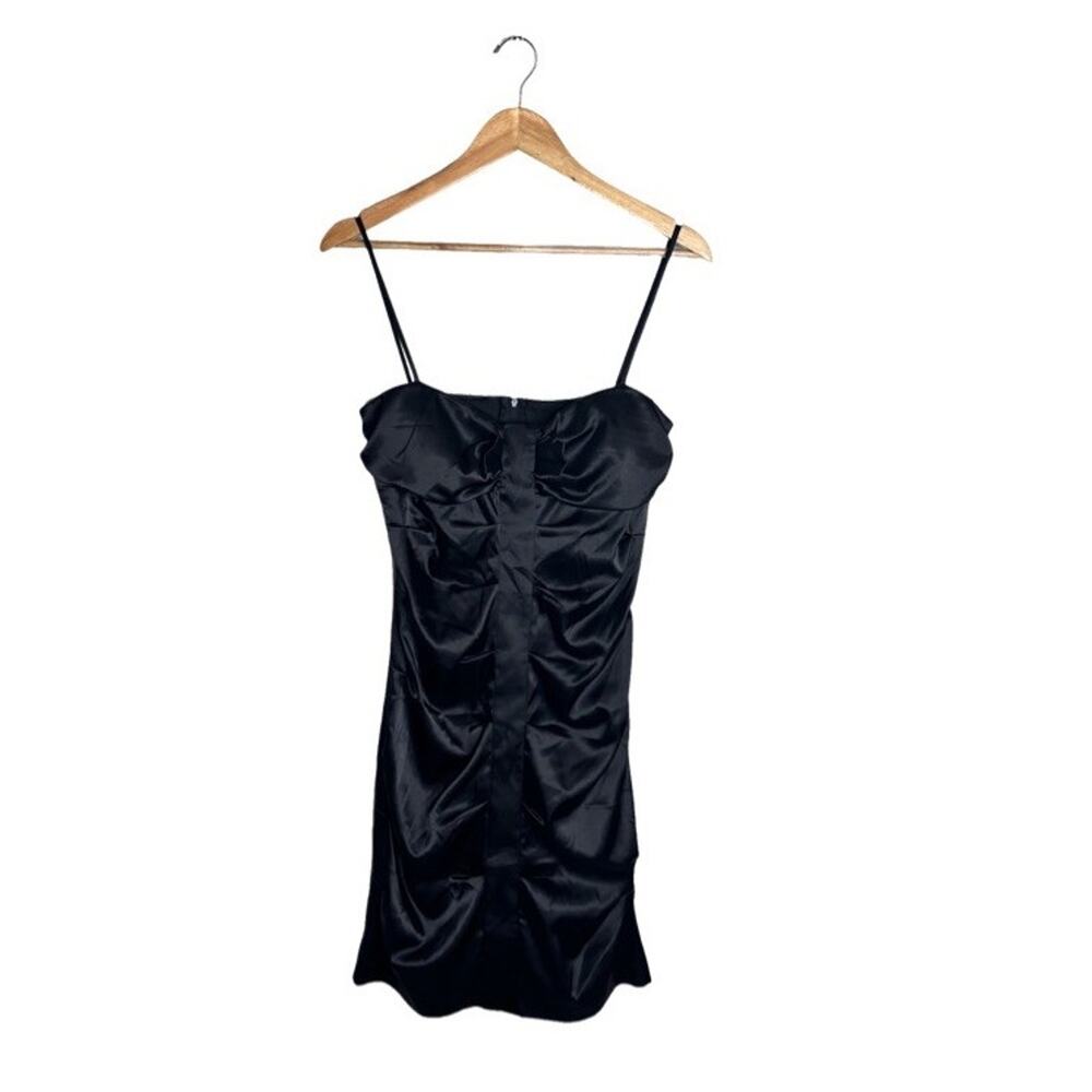 Vintage Masquerade Dress Cocktail Satin Black Size 11/12 Retro Sexy Gothic